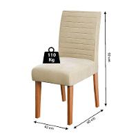 Conjunto 2 Cadeiras Estofada Sala De Jantar Creta Dobuê Madeirado / Bege - 2