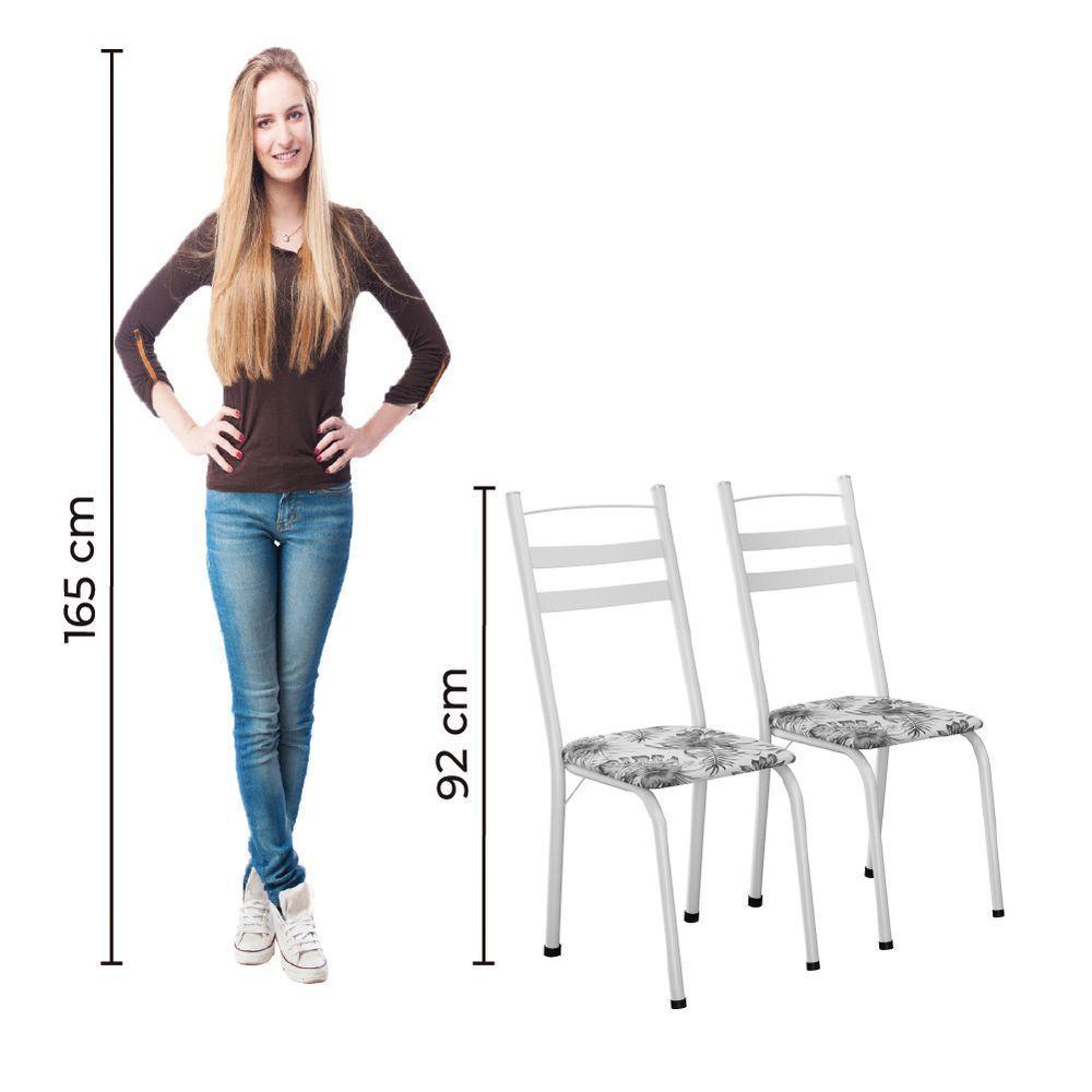 Conjunto Com 4 Cadeiras Leia Artefamol Branco Flor - 4