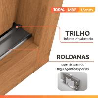 Guarda Roupas Casal 3 Portas De Correr Com Espelho Ripado 100% Mdf 6 Gavetas Dublin Madeirado - 7