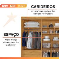 Guarda Roupas Casal 3 Portas De Correr Com Espelho Ripado 100% Mdf 6 Gavetas Dublin Madeirado - 8