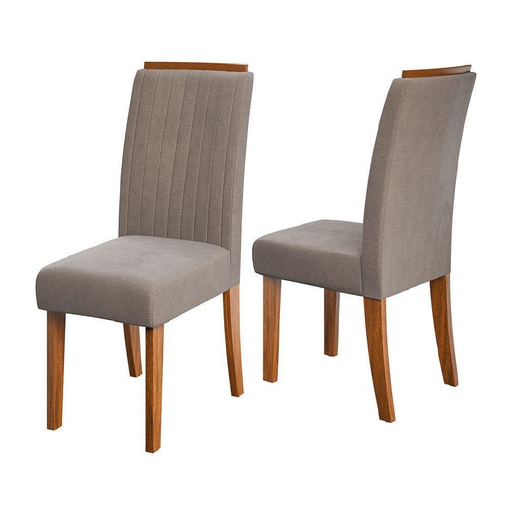 Conjunto De 2 Cadeiras Estofada Sala De Jantar Grécia Dobuê Madeirado/mascavo - 1