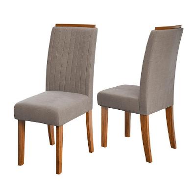 Conjunto De 2 Cadeiras Estofada Sala De Jantar Grécia Dobuê Madeirado/mascavo