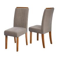 Conjunto De 2 Cadeiras Estofada Sala De Jantar Grécia Dobuê Madeirado/mascavo - 1