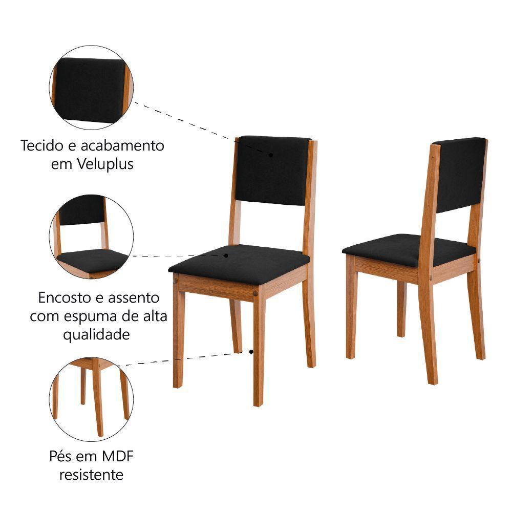 Conjunto 2 Cadeiras Estofada Sala De Jantar Trento Dobuê Madeirado / Preto - 4