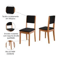 Conjunto 2 Cadeiras Estofada Sala De Jantar Trento Dobuê Madeirado / Preto