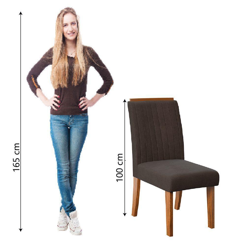 Conjunto De 2 Cadeiras Estofada Sala De Jantar Grécia Dobuê Madeirado/chocolate - 4