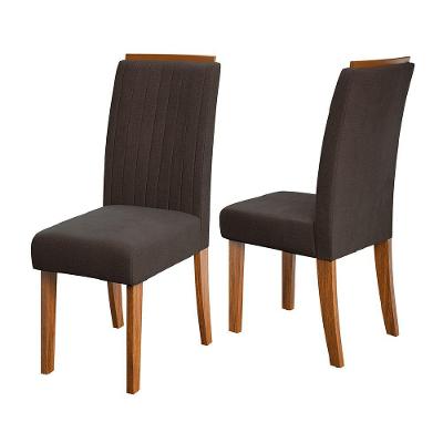 Conjunto De 2 Cadeiras Estofada Sala De Jantar Grécia Dobuê Madeirado/chocolate