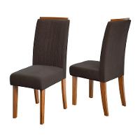 Conjunto De 2 Cadeiras Estofada Sala De Jantar Grécia Dobuê Madeirado/chocolate - 1