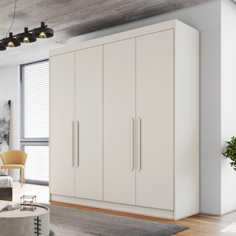 Guarda Roupas Casal 4 Portas 3 Gavetas 100% Mdf Tunis Off White - 2