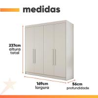 Guarda Roupas Casal 4 Portas 3 Gavetas 100% Mdf Tunis Off White - 3