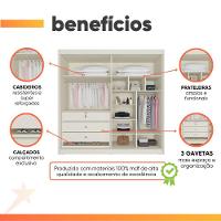 Guarda Roupas Casal 4 Portas 3 Gavetas 100% Mdf Tunis Off White