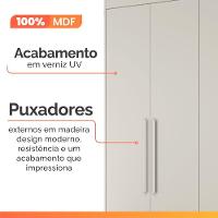 Guarda Roupas Casal 4 Portas 3 Gavetas 100% Mdf Tunis Off White - 6