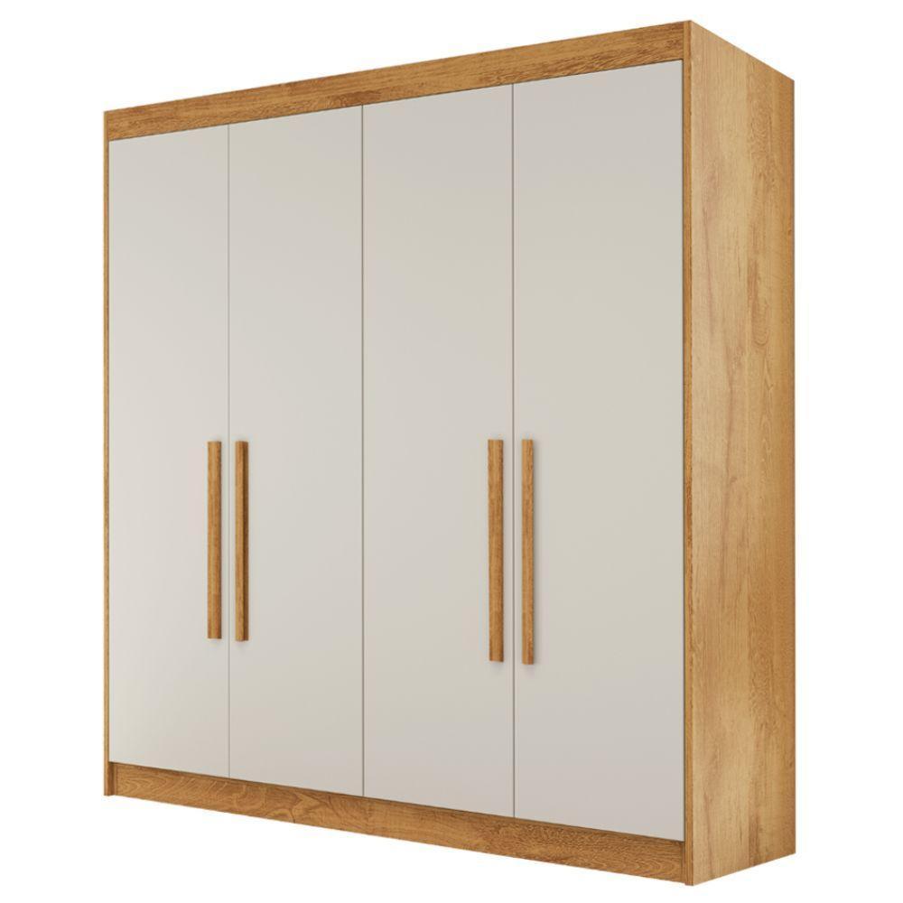Guarda Roupas Casal 4 Portas 3 Gavetas 100% Mdf Tunis Madeirado/off White - 1