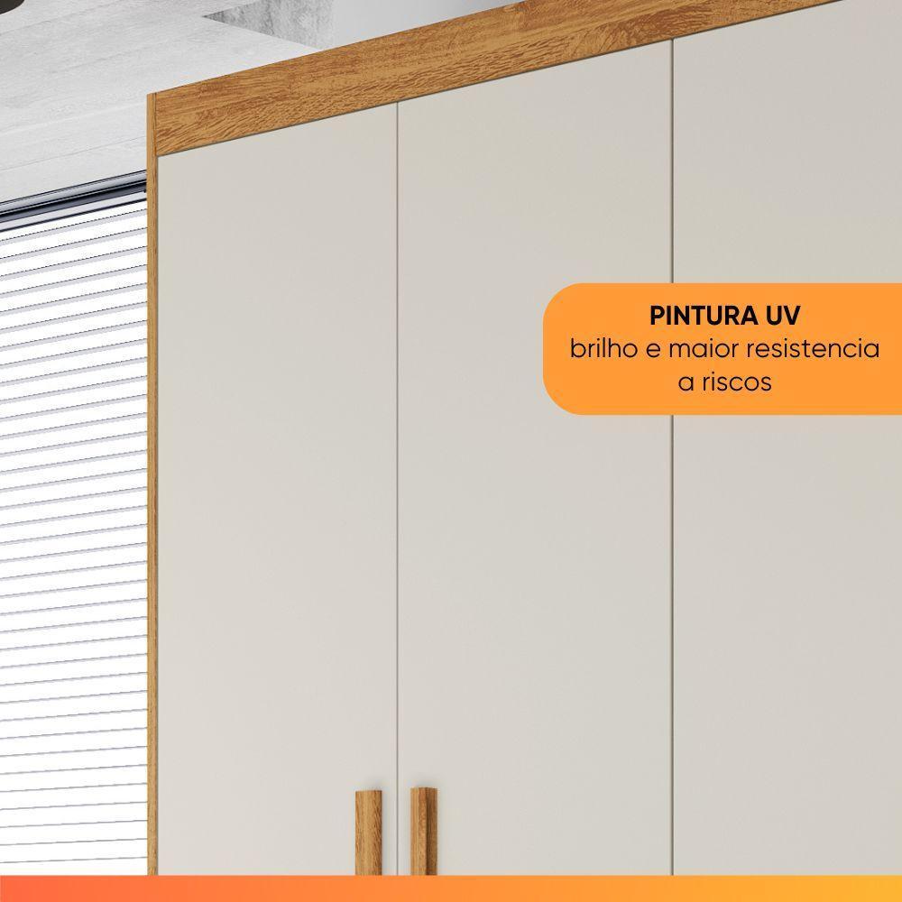 Guarda Roupas Casal 4 Portas 3 Gavetas 100% Mdf Tunis Madeirado/off White - 5