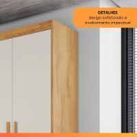 Guarda Roupas Casal 4 Portas 3 Gavetas 100% Mdf Tunis Madeirado/off White - 6