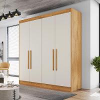 Guarda Roupas Casal 4 Portas 3 Gavetas 100% Mdf Tunis Madeirado/off White - 8