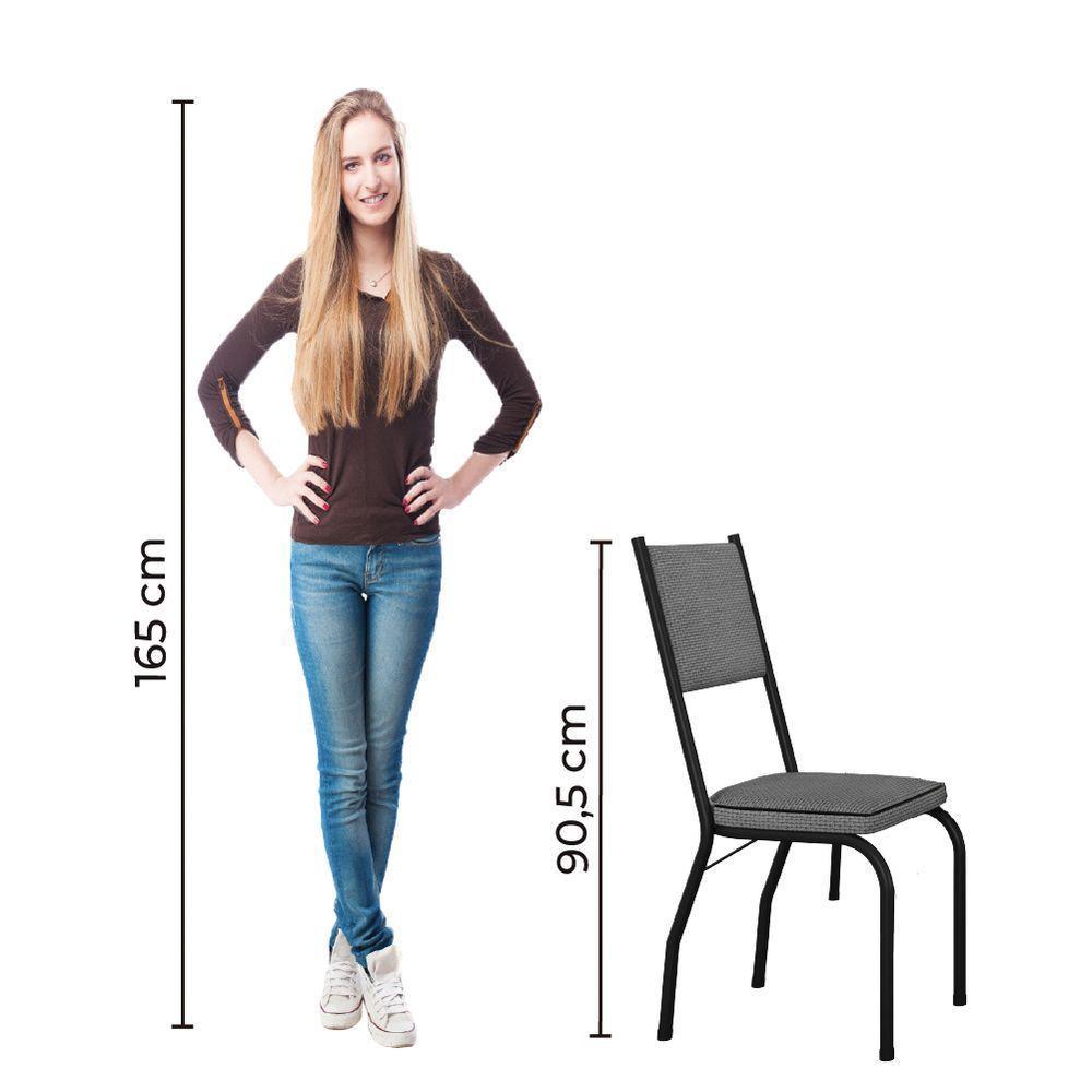 Conjunto Com 6 Cadeiras Diana Artefamol Preto/platina - 4