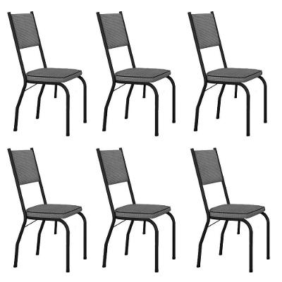 Conjunto Com 6 Cadeiras Diana Artefamol Preto/platina