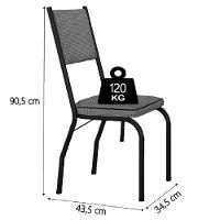 Conjunto Com 6 Cadeiras Diana Artefamol Preto/platina - 2