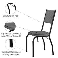 Conjunto Com 6 Cadeiras Diana Artefamol Preto/platina - 3