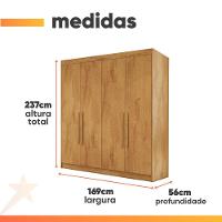 Guarda Roupas Casal 4 Portas 3 Gavetas 100% Mdf Tunis Madeirado - 3
