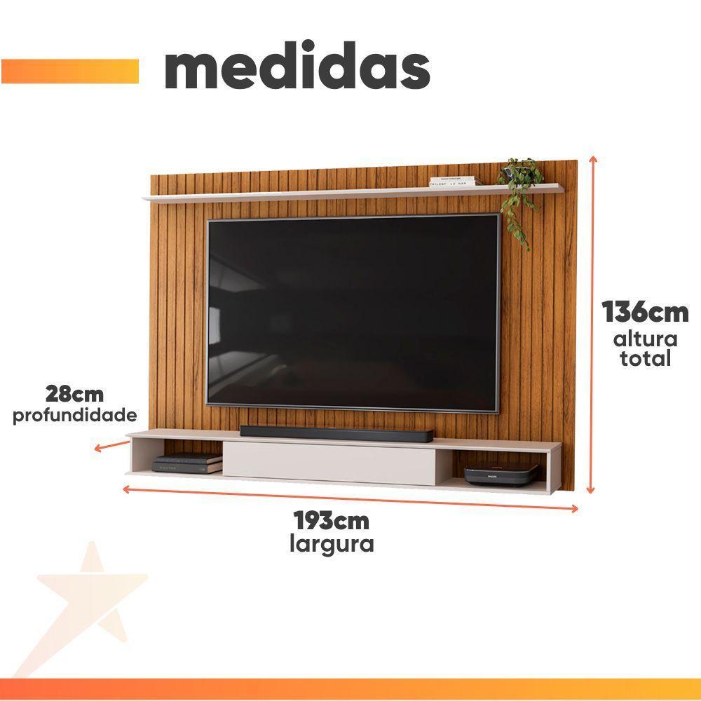 Painel Para TV Até 70 Polegadas Frisado Com Nichos River Madeirado/Off White - 3