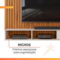 Painel Para TV Até 70 Polegadas Frisado Com Nichos River Madeirado/Off White - 6