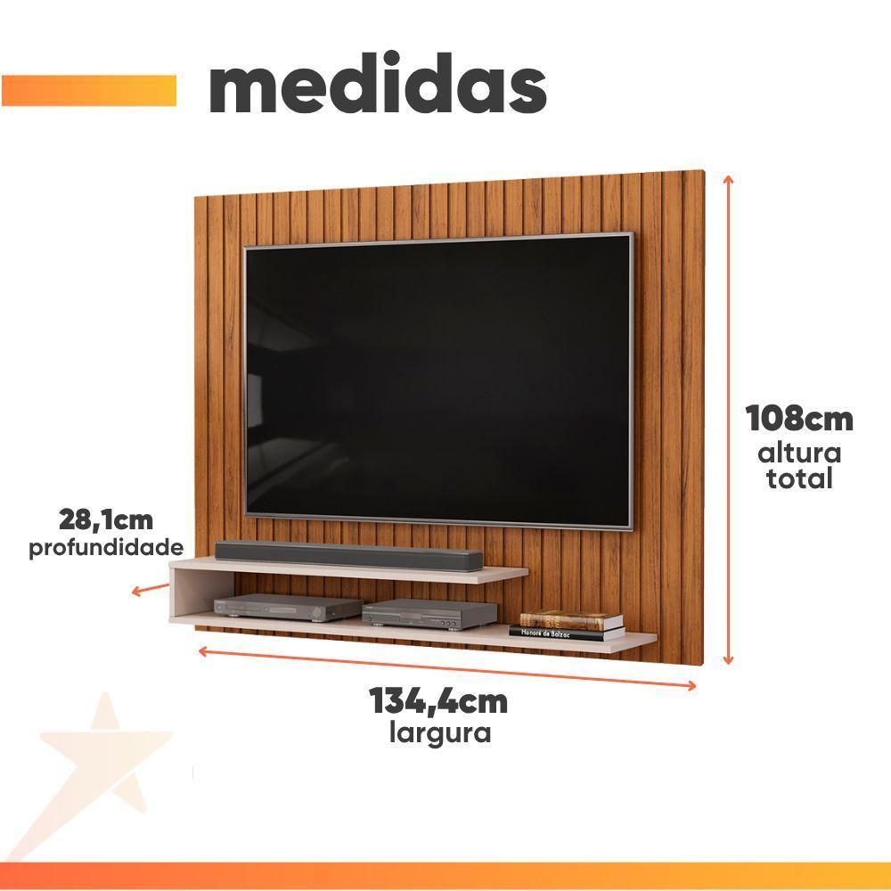 Painel Para Tv Até 55 Polegadas Detalhe Frisado Com Prateleiras Hope Madeirado/off White Madeirado/off White - 3