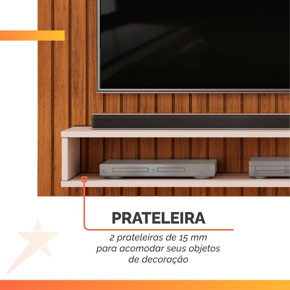 Painel Para Tv Até 55 Polegadas Detalhe Frisado Com Prateleiras Hope Madeirado/off White Madeirado/off White - 5