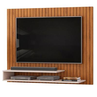 Painel Para Tv Até 55 Polegadas Detalhe Frisado Com Prateleiras Hope Madeirado/off White Madeirado/off White