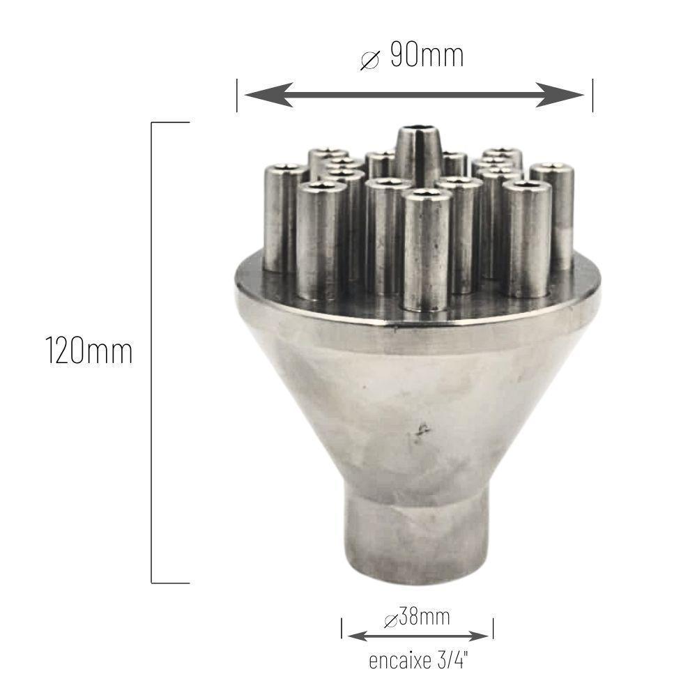 Bico Para Fontes Chafarizes E Lagos Fixo Em Inox Multijatos Rosca Interna De 1" - 2