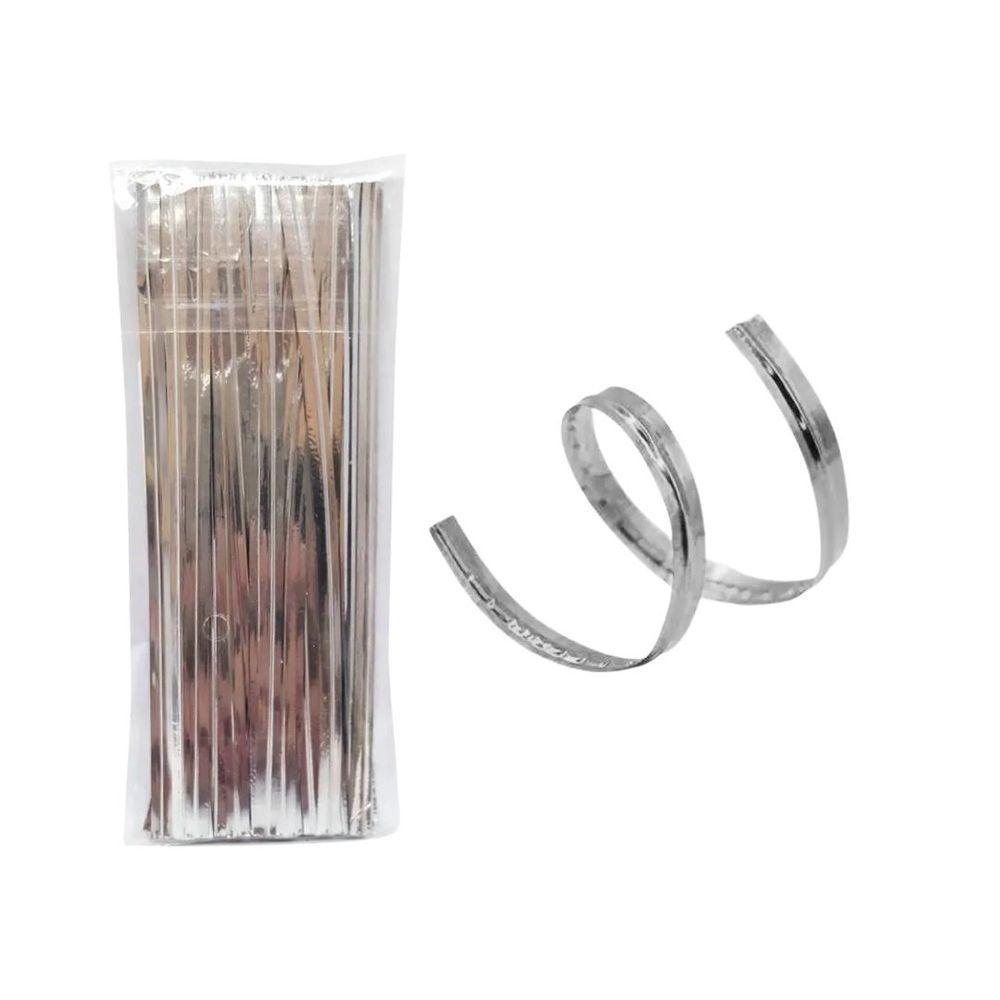 Jogo Fecho Prático Aramado Flexível Prata 100 Unidades 11cm - Magizi - 1
