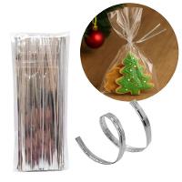 Kit 200 Fecho Prático Aramado Flexível Prata 11cm X 4mm - Magizi - 7