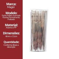 Kit 200 Fecho Prático Aramado Flexível Prata 11cm X 4mm - Magizi - 10
