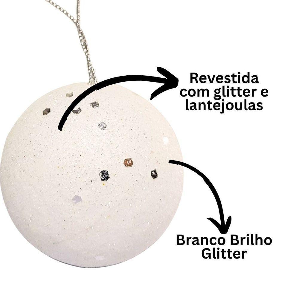 Jogo 12 Bolas De Natal Max Glitter Branco Prime 4cm Na Caixa - Magizi - 3