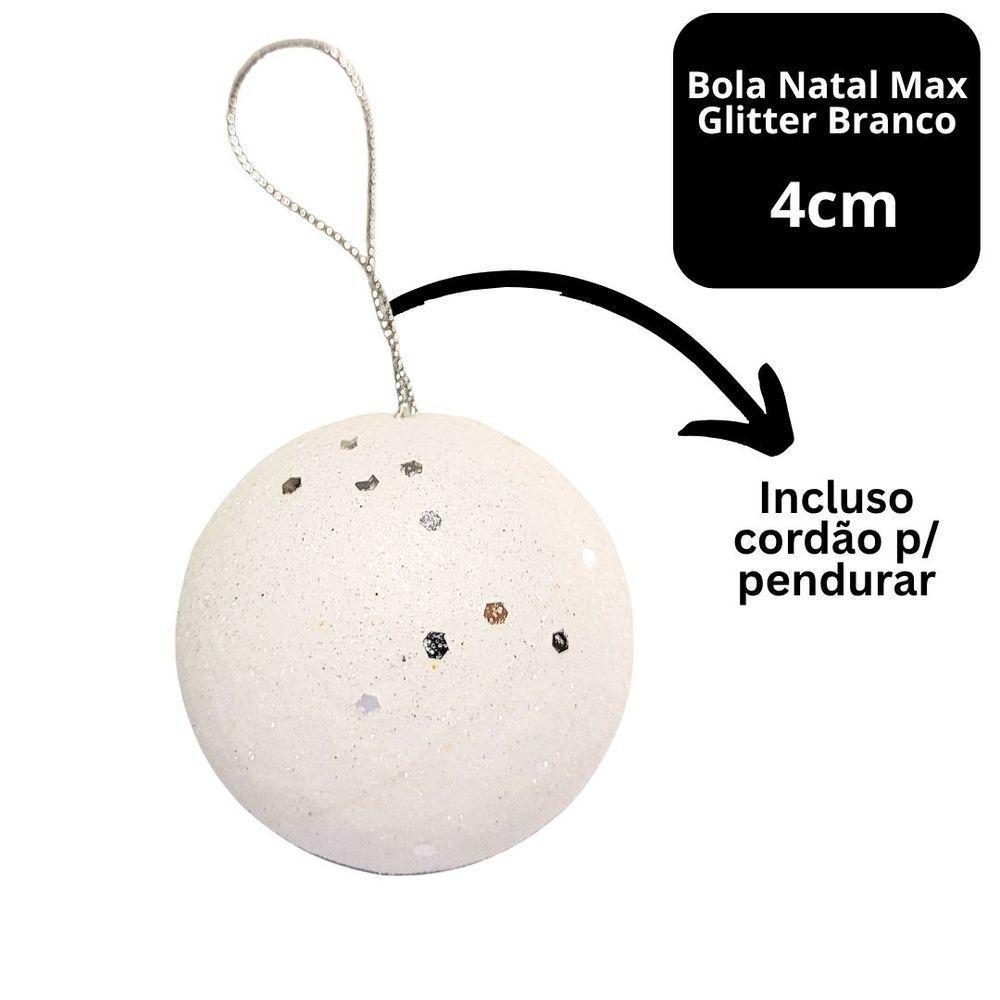 Jogo 12 Bolas De Natal Max Glitter Branco Prime 4cm Na Caixa - Magizi - 5