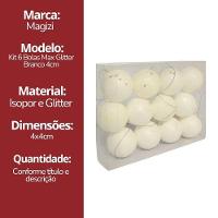 Jogo 12 Bolas De Natal Max Glitter Branco Prime 4cm Na Caixa - Magizi - 9