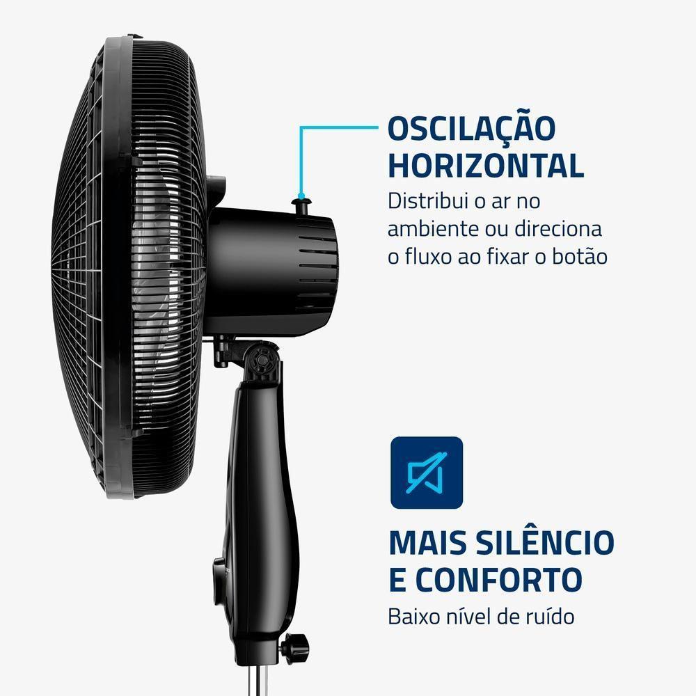 Ventilador De Coluna Mondial Super Power 6 Pás 140W 40cm Preto E Prata VSP-40C-NB 110V - 5