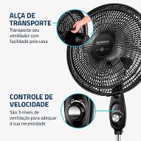 Ventilador De Coluna Mondial Super Power 6 Pás 140W 40cm Preto E Prata VSP-40C-NB 110V - 6