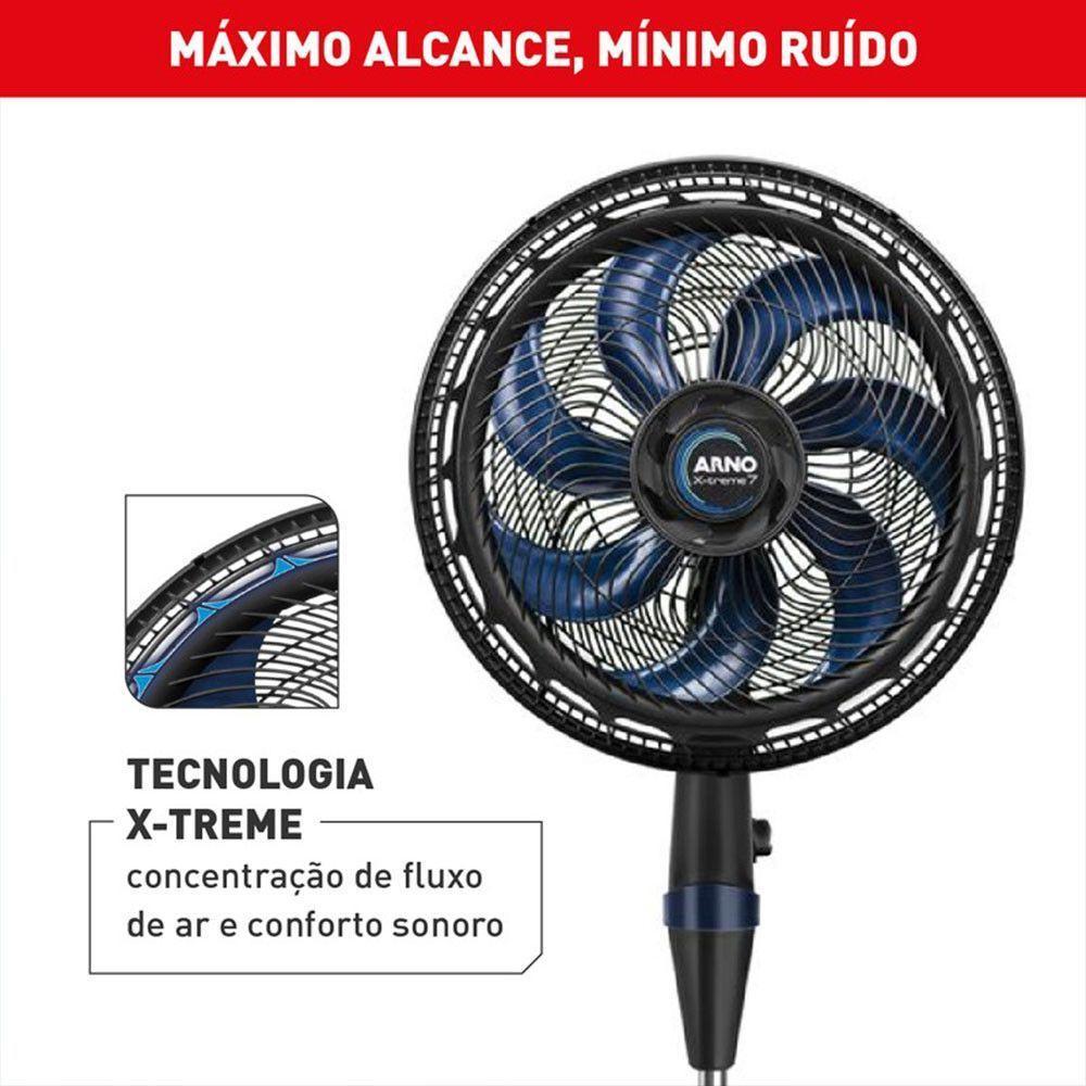 Ventilador De Coluna Arno X-treme 7,40 Cm 7 Pás 150W Preto Com Azul VE7C 110V - 2