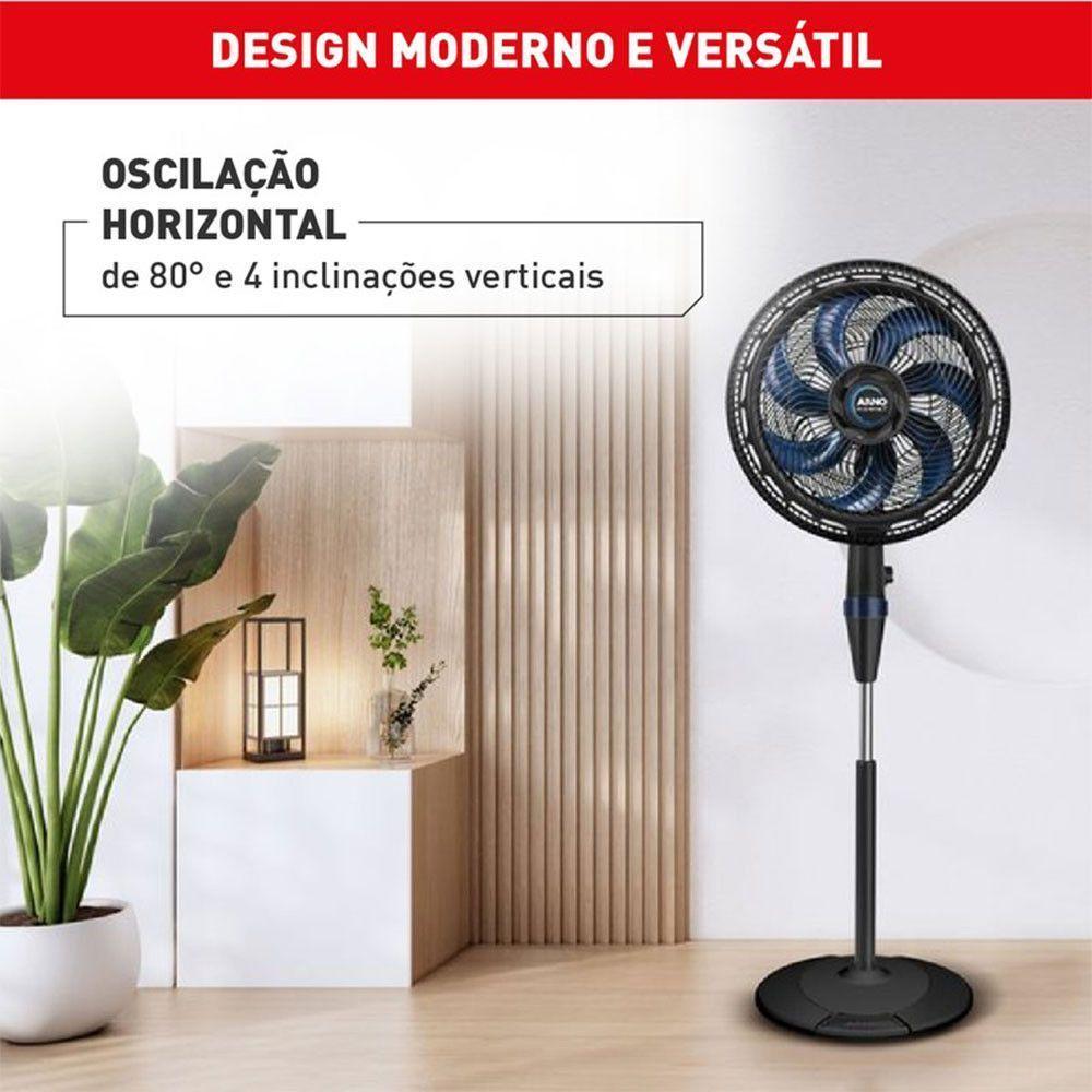 Ventilador De Coluna Arno X-treme 7,40 Cm 7 Pás 150W Preto Com Azul VE7C 110V - 4