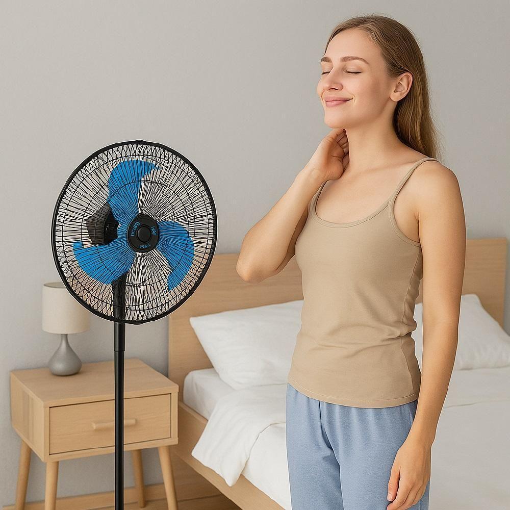 Ventilador De Chao Coluna Forte Silencioso Turbo Coluna Pedestal 3 Velocidades Helice Grade Metal 110V - 2