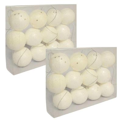 Jogo 24 Bolas De Natal Brancas Glitter Prime 4cm Na Caixa - Magizi