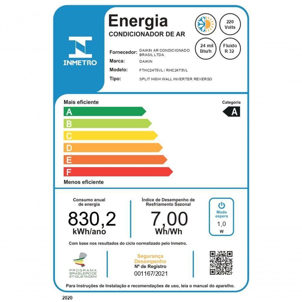 Ar Condicionado Split Hi Wall Full Inverter Daikin 24.000 BTUs R-32 Quente e Frio 220V - 9