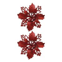 Jogo 4 Flores Bico De Papagaio Vermelha Natal Pick Glitter 9cm Com Presilha - Magizi