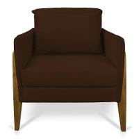 Kit 02 Poltronas Lana Suede Marrom Base De Madeira - 6