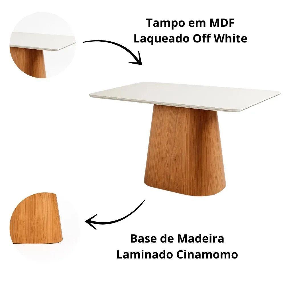 Mesa Jantar Maya Retangular Tampo Laqueado Vidro Luka Decor Off White - 3