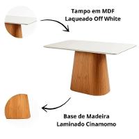 Mesa Jantar Maya Retangular Tampo Laqueado Vidro Luka Decor Off White - 3