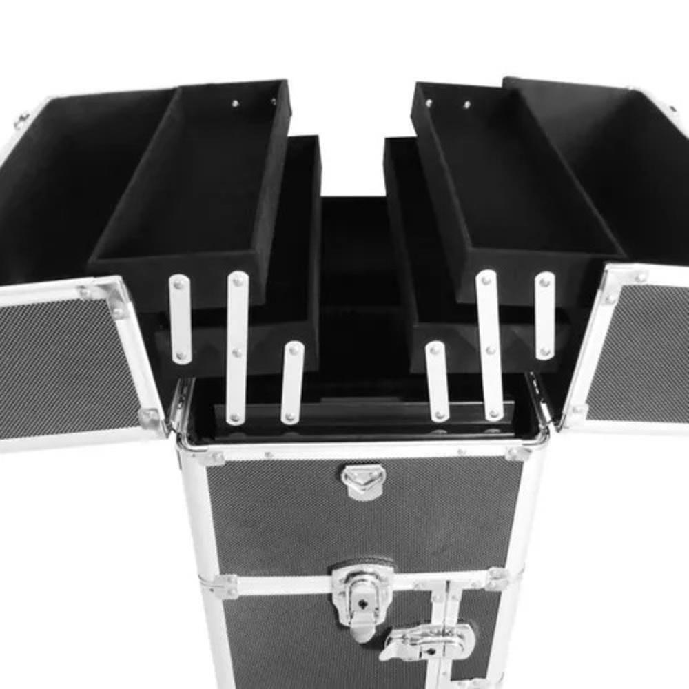 Maleta De Maquiagem Profissional Carrinho Grande Manicure Maquiador Em Aluminio Premium - 4
