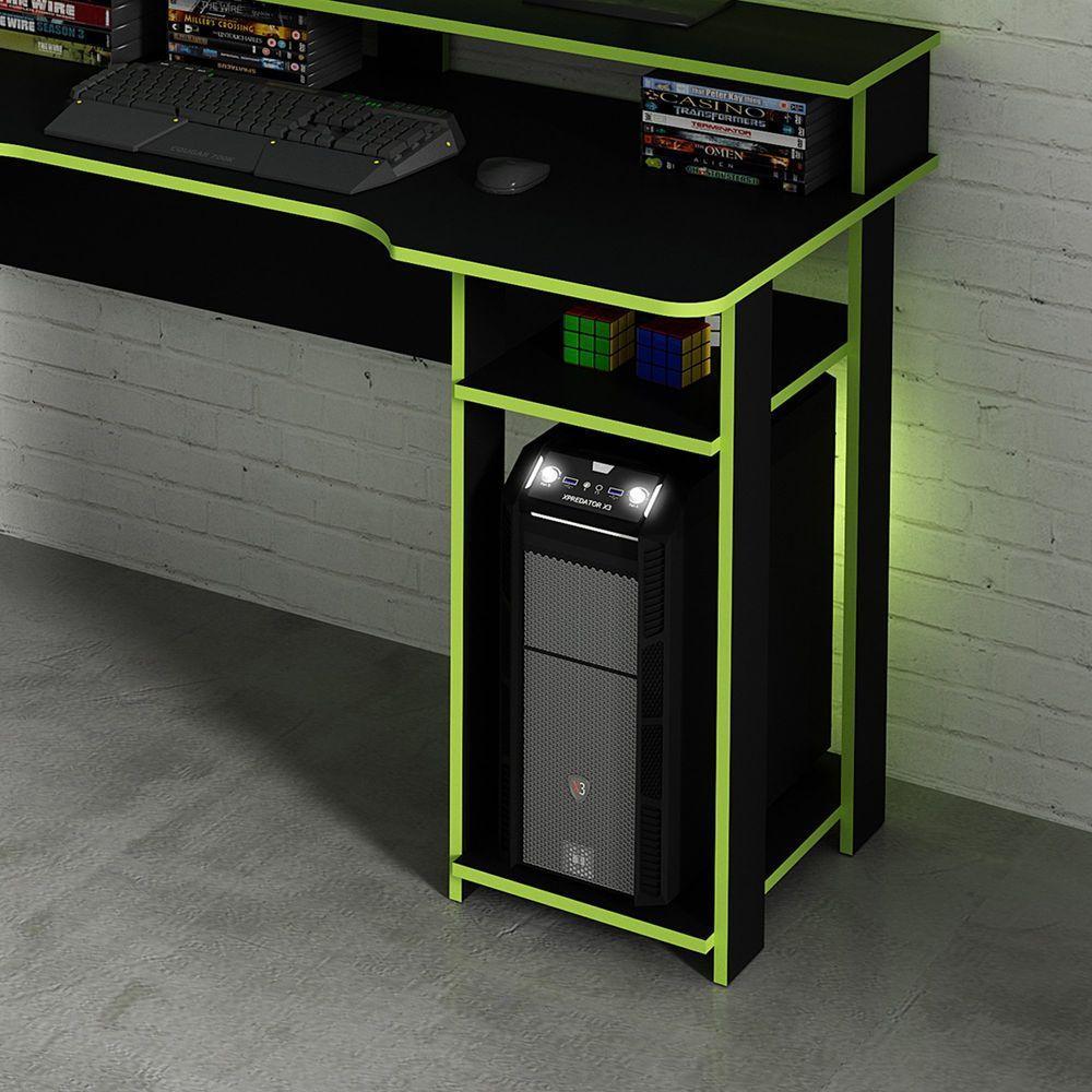 Mesa Gamer Com Porta Cpu 136cm Preto/verde - 2
